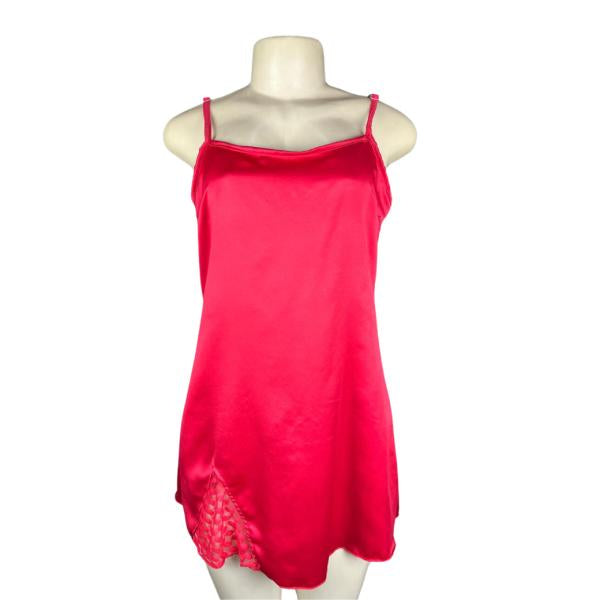 Pijama - Bata Lisa Con Encaje - Color Roja S