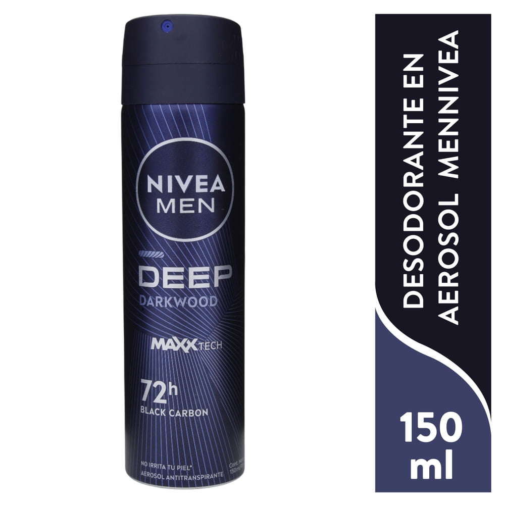 Desodorante Nivea Men Antibacterial En Spray, Deep Dark Wook Black Carbon - 150 Ml