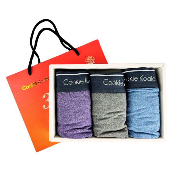 Boxer Hombre - Caja 3 Piezas - Color Morado/Gris/Azul L