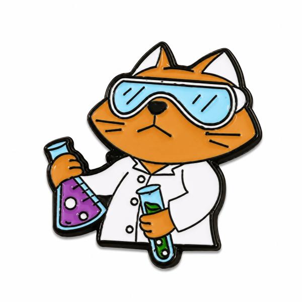 Pin Metalico De Gato Café Cientifico
