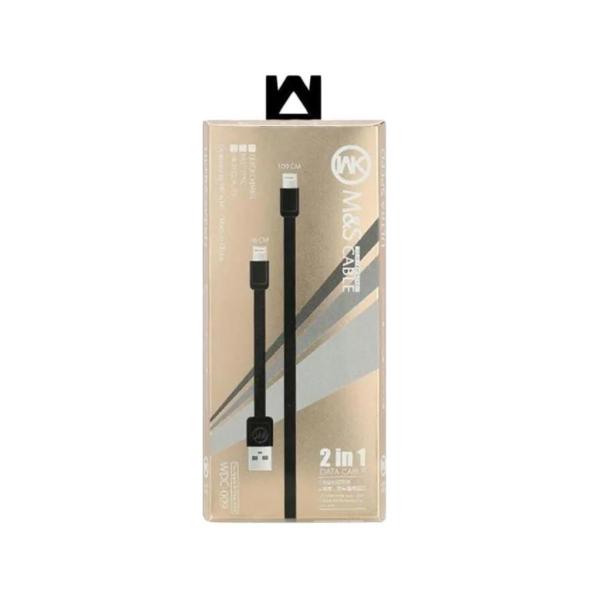 Cable Usb Lightning Micro B 2 En 1 Wdc-009 Wk Negro