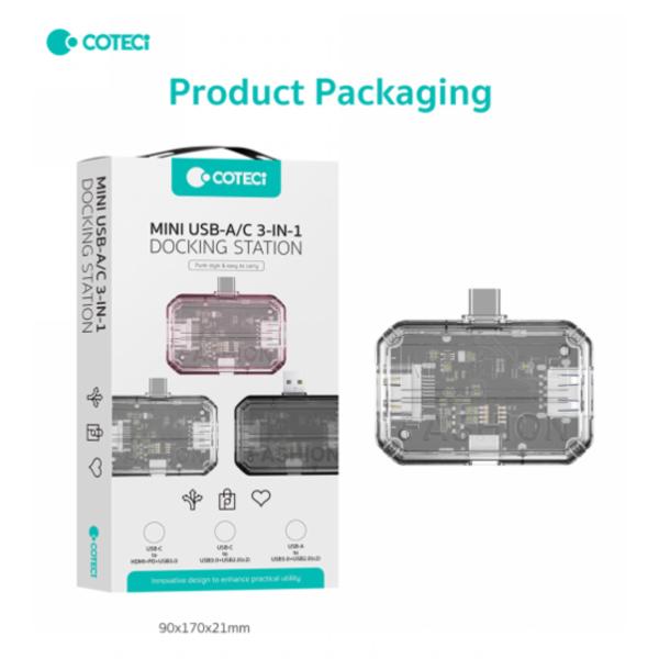 Mini Estacion De Acoplamiento Usb-C 3 En 1 Modelo 16026 Coteci Negro