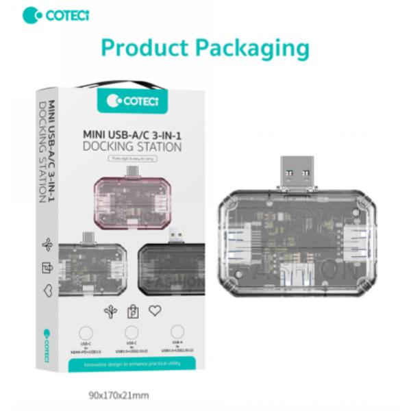 Mini Estacion De Acoplamiento Usb 3 En 1 Modelo 16028 Coteci Negro