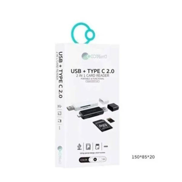 Lector Memoria 2 EN 1 Usb-c/usb Modelo 83006 Coteci Negro