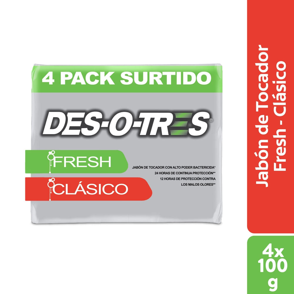 Jabón Corporal Des-o-tres, Surtido, 4 Pack -100g