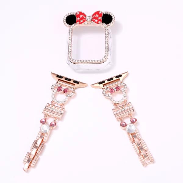 Banda Para Reloj Con Case Protector De Pantalla Diseño Minnie 38-40 Mm /Oro Rosa