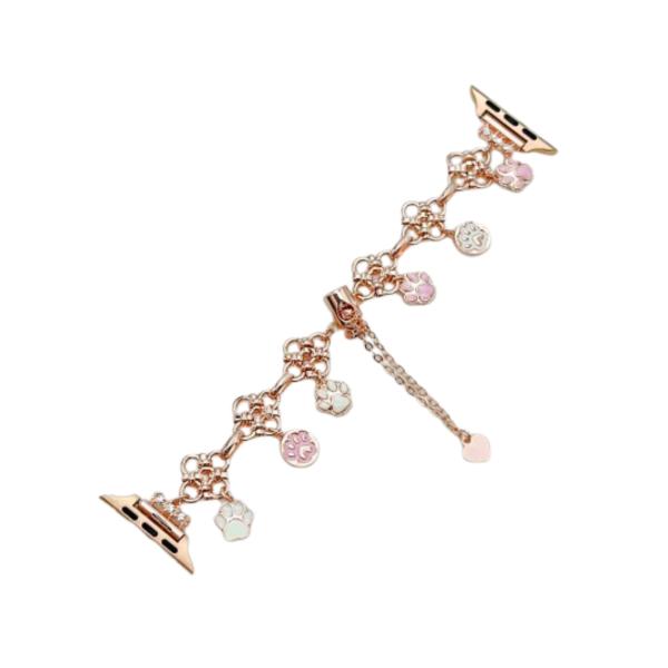 Banda Para Reloj Diseño Huellitas/Oro Rosa 38/41 Mm