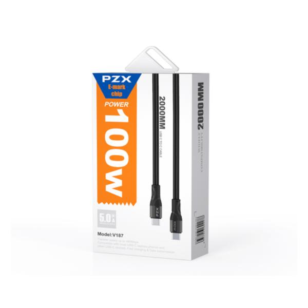 Cable Tipo C A Tipo C Modelo V187 100W Pzx Negro