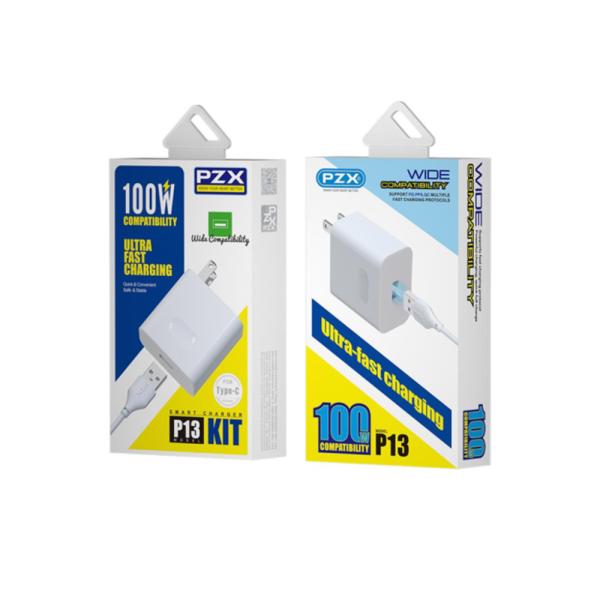 Cargador Completo Tipo C 100W Modelo P13 Pzx Blanco