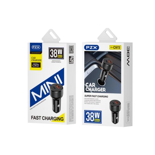 Cubo Cargador Para Carro Usb + Tipo C Modelo C972 38W Pzx