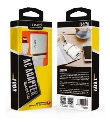 Cargador Casa Ac50 Ldnio Lighthing Blanco