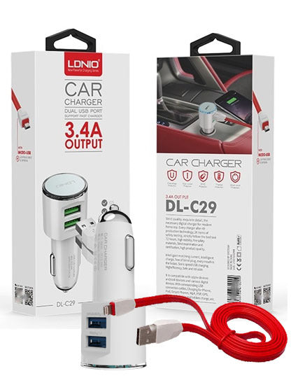 CARGADOR CARRO C29 LDNIO LIGHTHING BLANCO