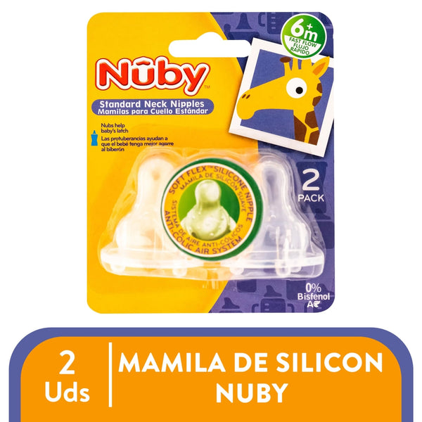 Mamila De Silicón Nuby De Flujo Rápido - 2 Uds