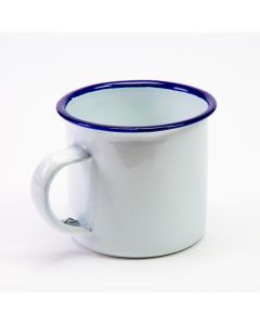 Jarra Loza Lisa Blanca C/borde Azul