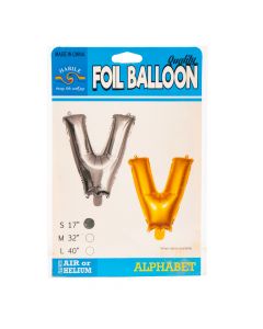 Globo Metal Letra V 17pulg Plateado