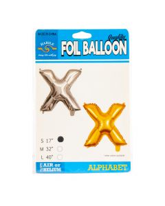 Globo Metal Letra X 17pulg Pla