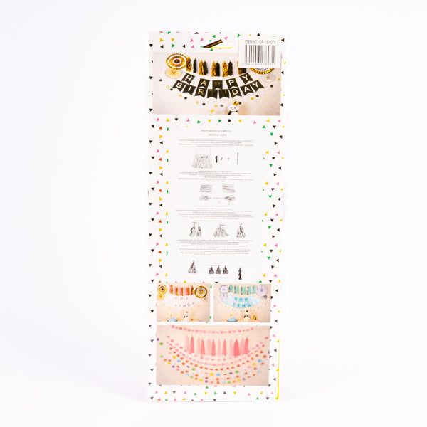 Adorno Pompones Papel Liso 35x12cm