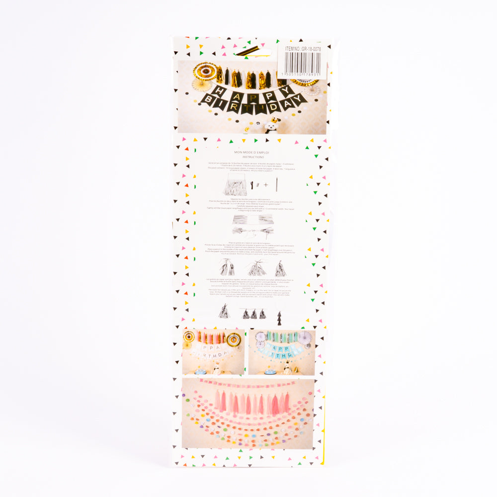 Adorno Pompones Papel Liso 35x12cm