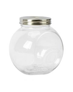 Recipiente Vidrio Liso Con Tapa Metal Rosca 16cm 1.6l Transparente