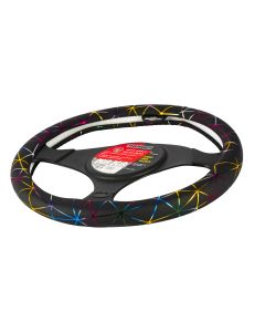 Cobertor Volante Para Auto Detalle Lineas Multicolor 37.5x38.5cm Negro