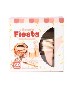Vajilla Cartón Desechable Estampado Puntos 60pzas