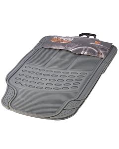 Alfombra Hule Con Relieve Para Auto 4pzas Gris