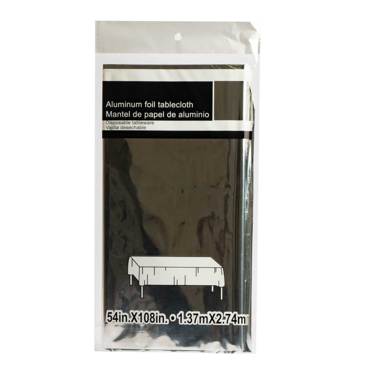 Mantel Plástico Metalizado Liso 1.37x2.74m Plateado
