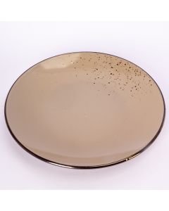 Plato Porcelana Plano Liso Y Estampado Puntos Con Borde 7.75pulg
