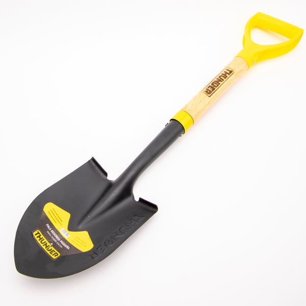 Pala Metálica Redonda Con Mango Madera Plástico Pequeña 6x14pulg