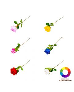 Rosa Artificial Con Hojas Surtida