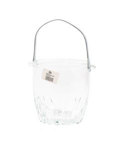 Hielera Vidrio Lisa Relieve Con Pinza Y Asa Metálica 900ml 2pzas Transparente