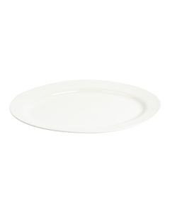 Plato Porcelana Plano Ovalado Liso 12pulg Blanco