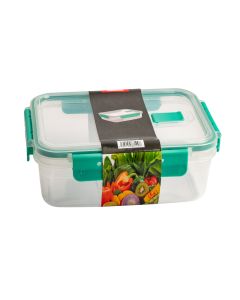 Recipiente Plástico 1350ml Viva Home 20.7x16x8.5cm Transparente Y Turquesa