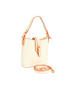 Bolso Casual Para Dama Blanco Y Coral Neón