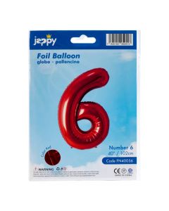 Globo Metálico Número 6 Rojo