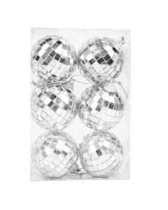 Bola Disco Con Relieve 5cm 6und Plateado