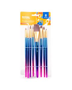 Pincel Madera Cerdas Taklon 8pzas