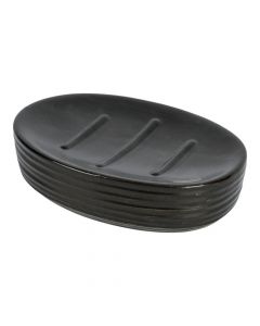 Jabonera Porcelana Con Relieve Negro