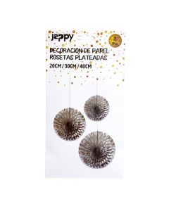 Roseta Decorativa Papel Plateado