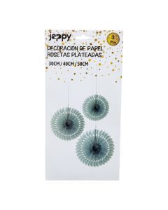 Roseta Decorativa Papel Plateado
