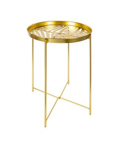Mesa Metálica Detalle Hojas Dorado