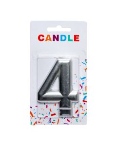 Candela Número 4 Plateada