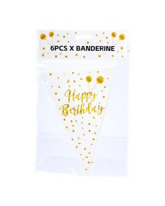 Banderín Carton Estampado Happy Birthday 6pzas