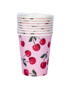 Vaso Carton Estampado Cerezas 8und 9oz