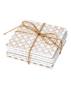 Set Posavasos Madera Blanco