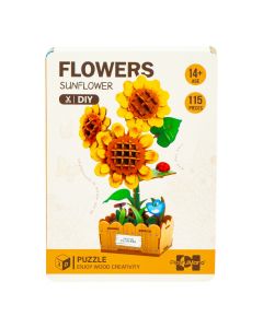 Rompecabezas Madera Girasol 3D
