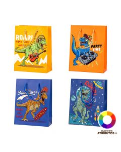 Bolsa Papel Dinosaurio Escarchada