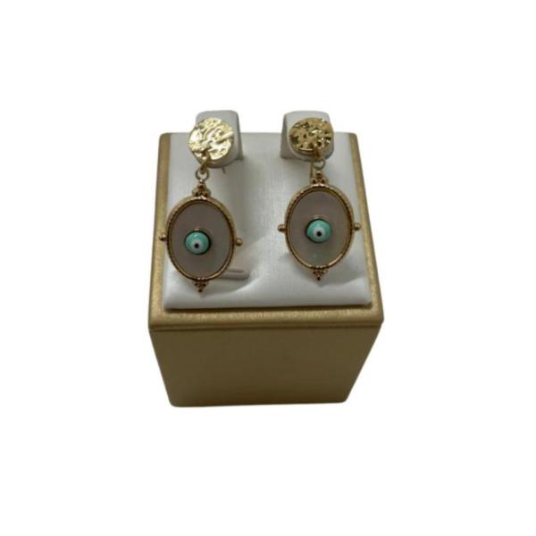 Aretes De Acero Diseño Ojo Turco Dorado