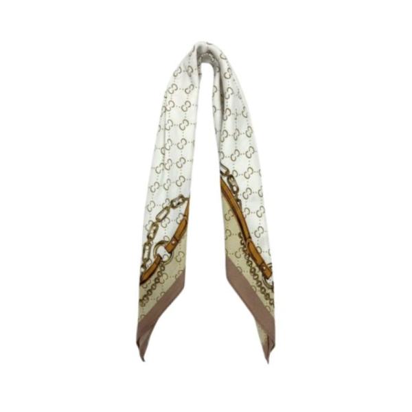 Bandana Con Estampado De Cinturonesy Cadenas Blanco
