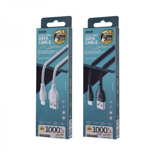 Cable Usb Lightning RC-160I Serie Lesu Pro Remax Negro